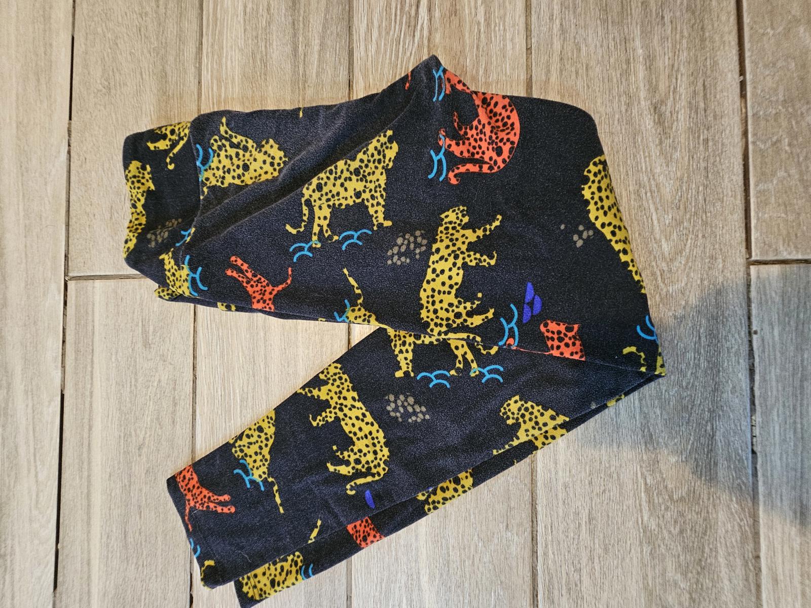 Lularoe OS Leggings Black Multicolor Cheetah Print Buttery Soft Safari