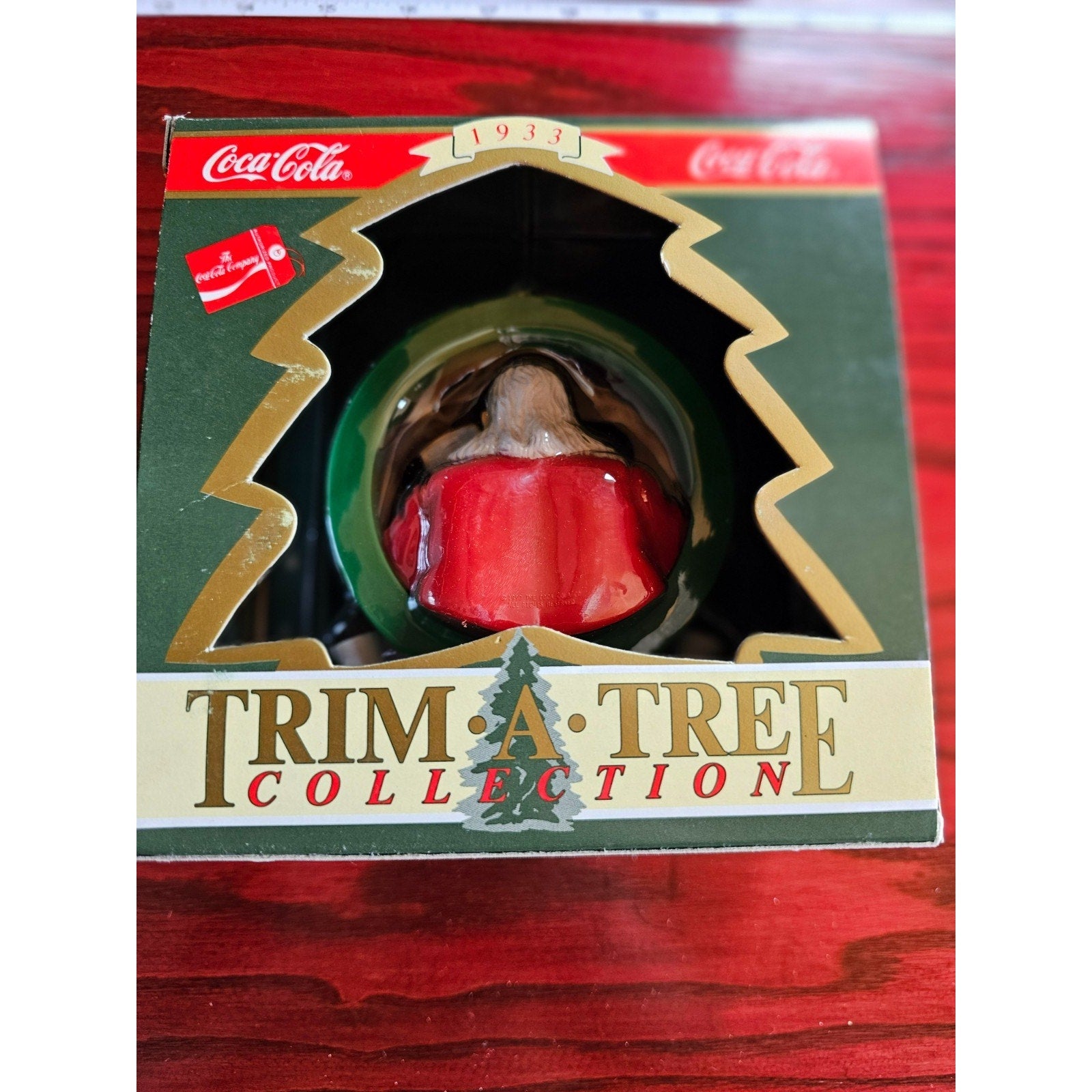 1990 Coca Cola Coke Trim A Tree “Away With Tired Thirsty Face” Santa Ornament