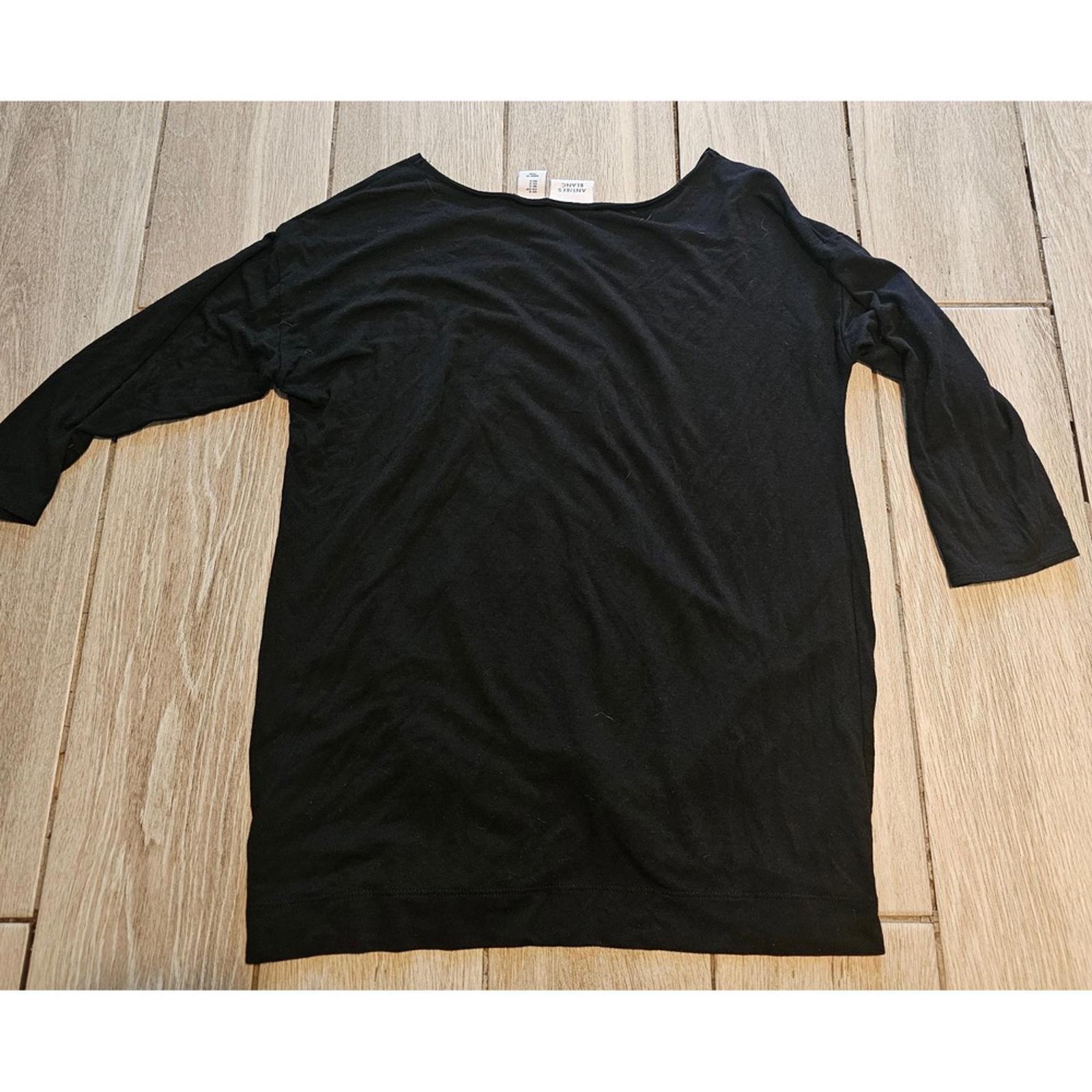 Antibes Blanc Black Twist Front 34 Sleeve Top Size Small