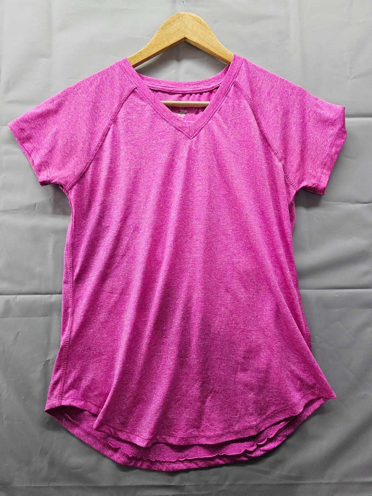 Beverly Hills Polo Club Pink V-Neck Activewear Shirt Women's Medium Stretch