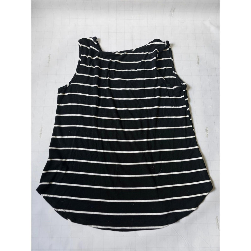 Emory Park Women's Sleeveless Black & White Striped Tank Top – Size Small