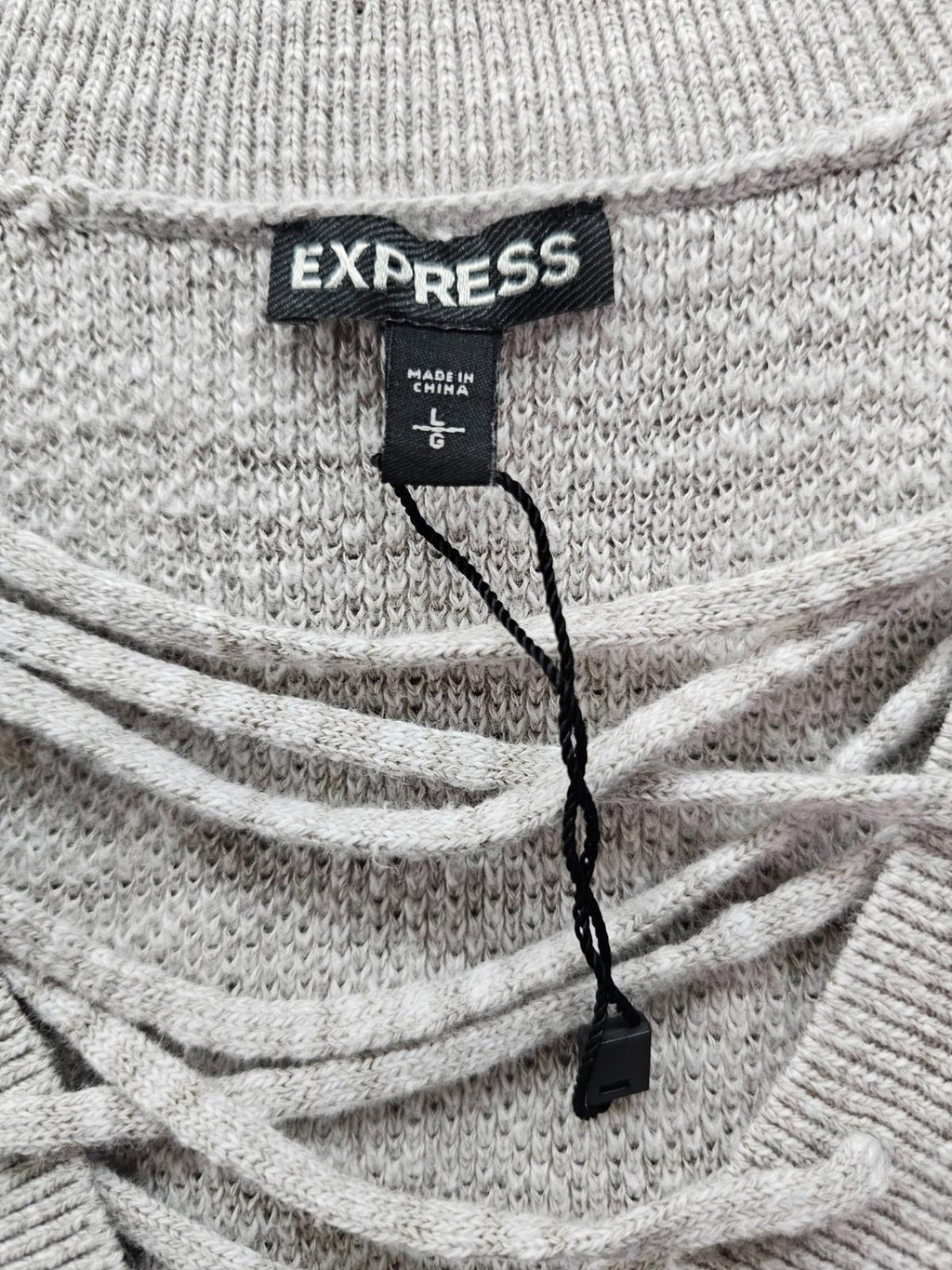 Express Cold Shoulder Lace-Up Sweater Light Gray Women’s Large