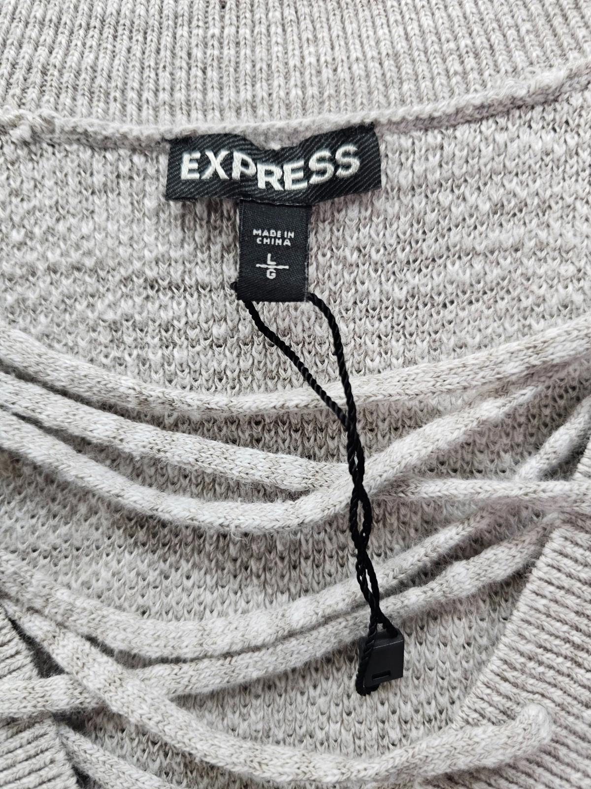 Express Cold Shoulder Lace-Up Sweater Light Gray Women’s Large