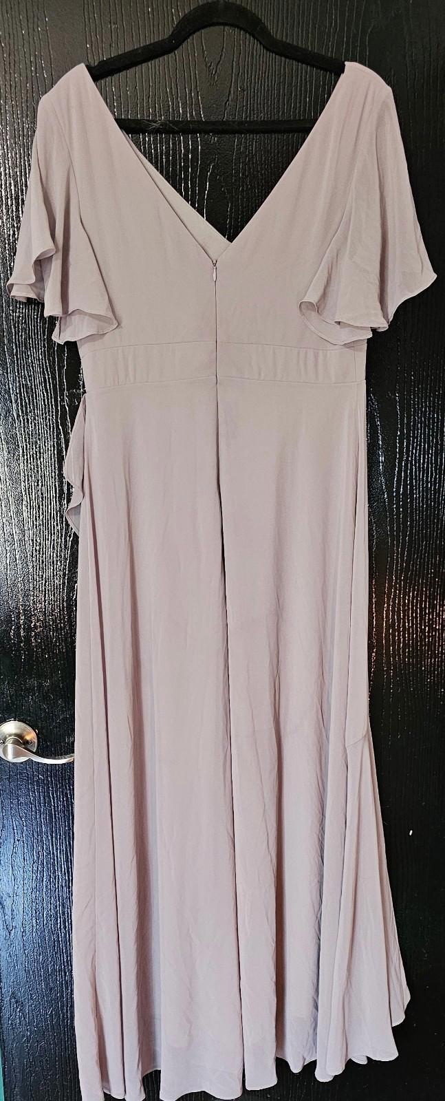 Ever Pretty Gray Chiffon Bridesmaid Dress 2XL US16 VNeck Ruffle Hem