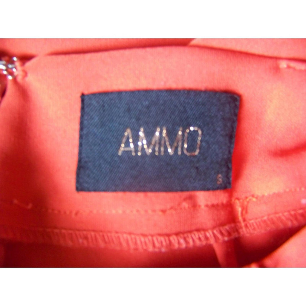 AMMO Coral Orange Feather Trim Pants Small High Waist Statement Fringe