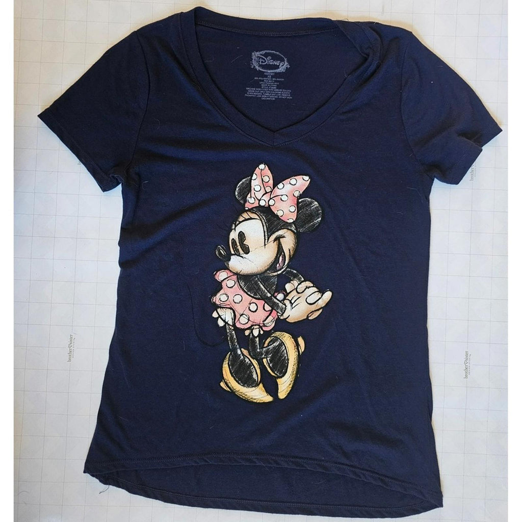 Disney Womens Minnie Mouse Graphic Tee Navy Blue XS NWT