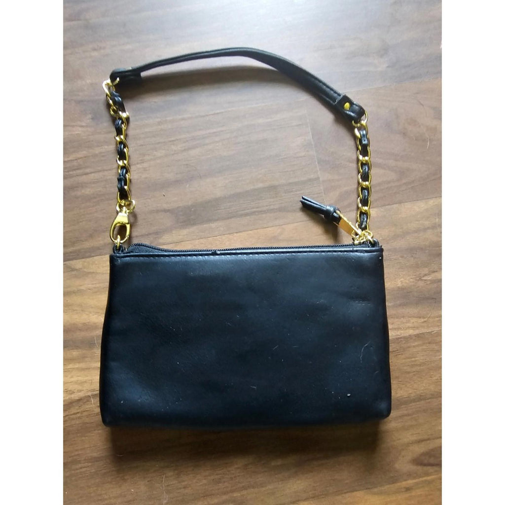 Chic Black Nicole by Nicole Miller Shoulder Bag with Gold Chain Strap