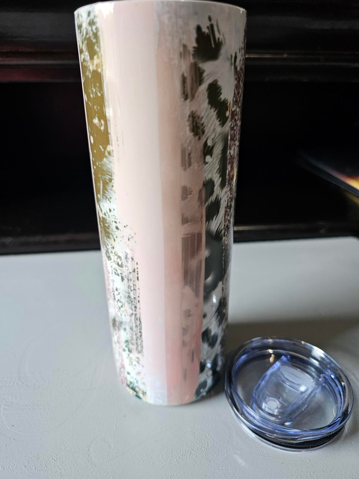20oz Custom Tumbler – Same Bitch Different Day Leopard Floral Design