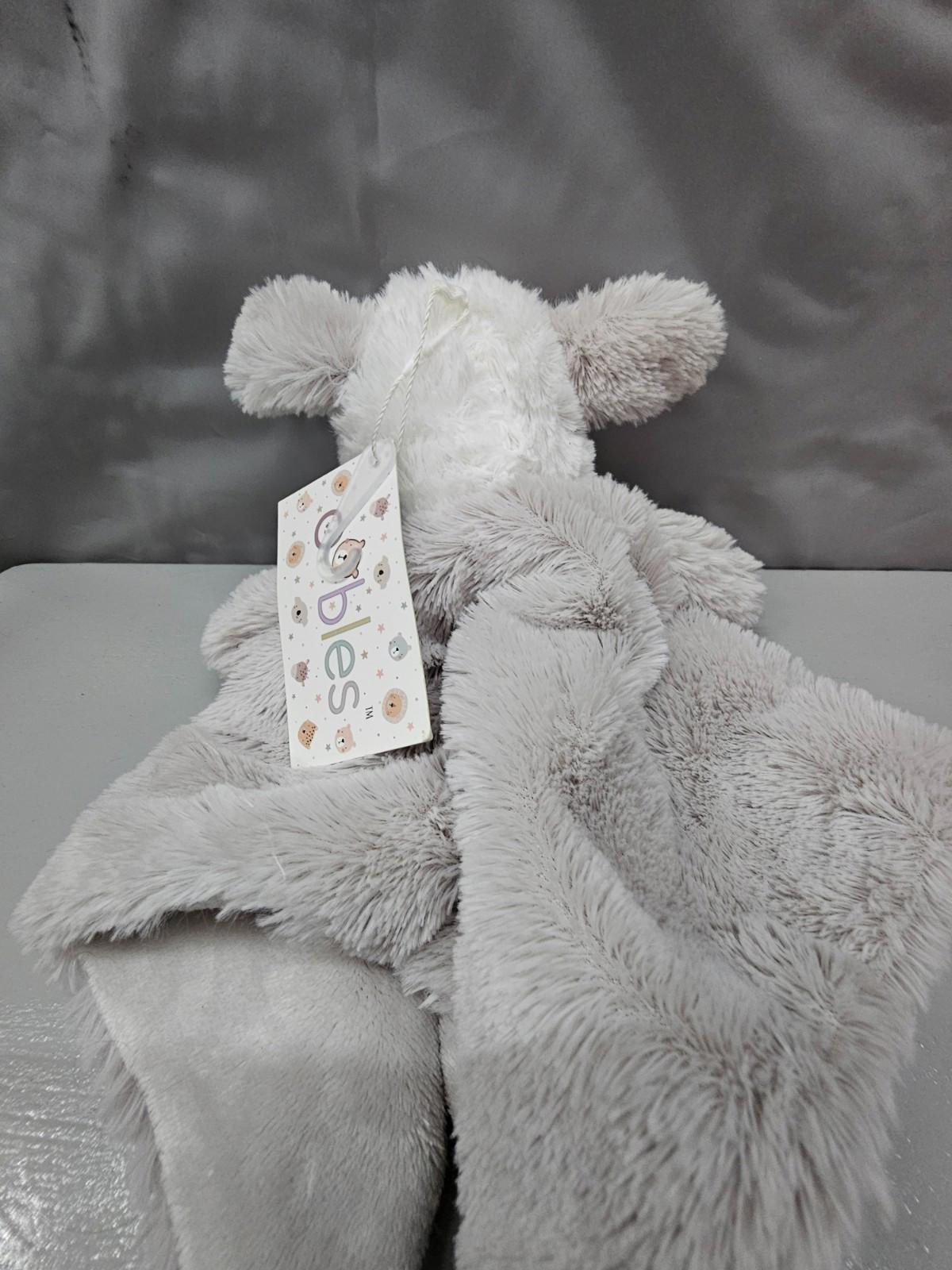 Plush Puppy Dog Rattle Lovey 14"x14" Cream Gray Security Blanket 2017 Kellytoy