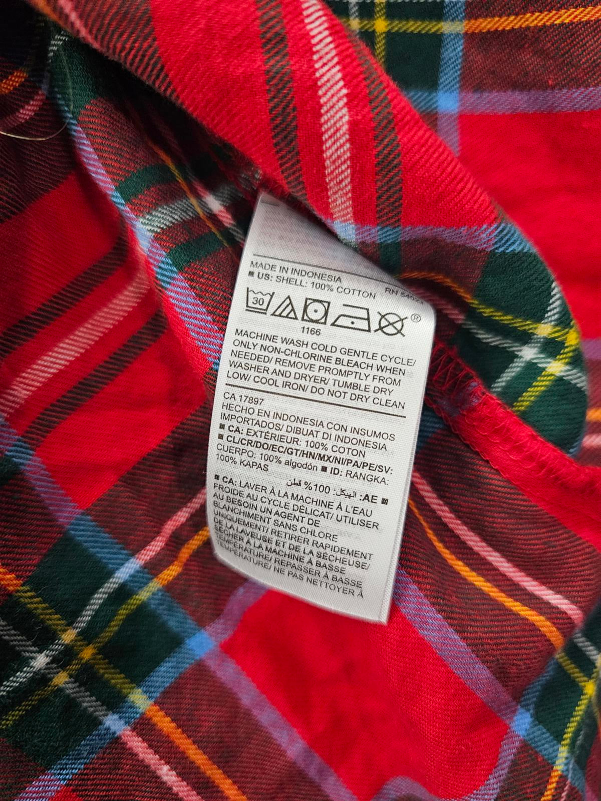 Old Navy Red Plaid Flannel Tunic Shirt Long Sleeve Button Front Women's Medium
