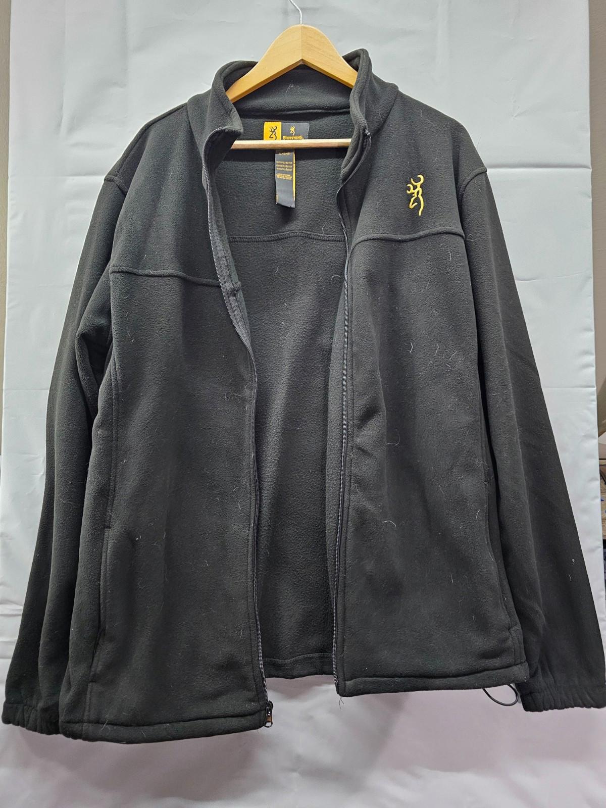 Browning Jacket Men's Fleece Large L Black Full Zip W/ Pockets