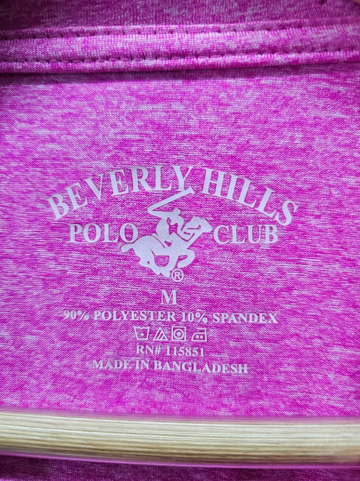 Beverly Hills Polo Club Pink V-Neck Activewear Shirt Women's Medium Stretch