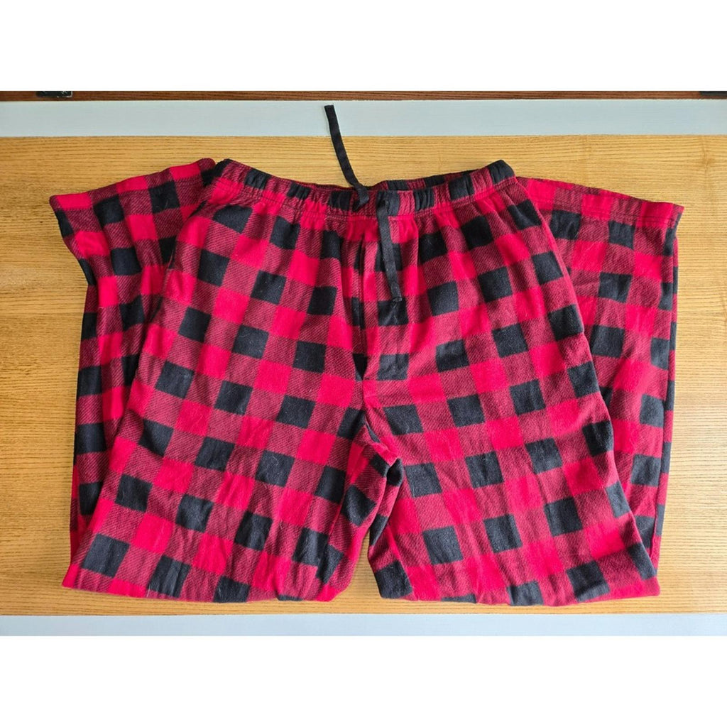 Stafford Red Black Plaid Flannel Sleep Pants XL Elastic Waist Lounge