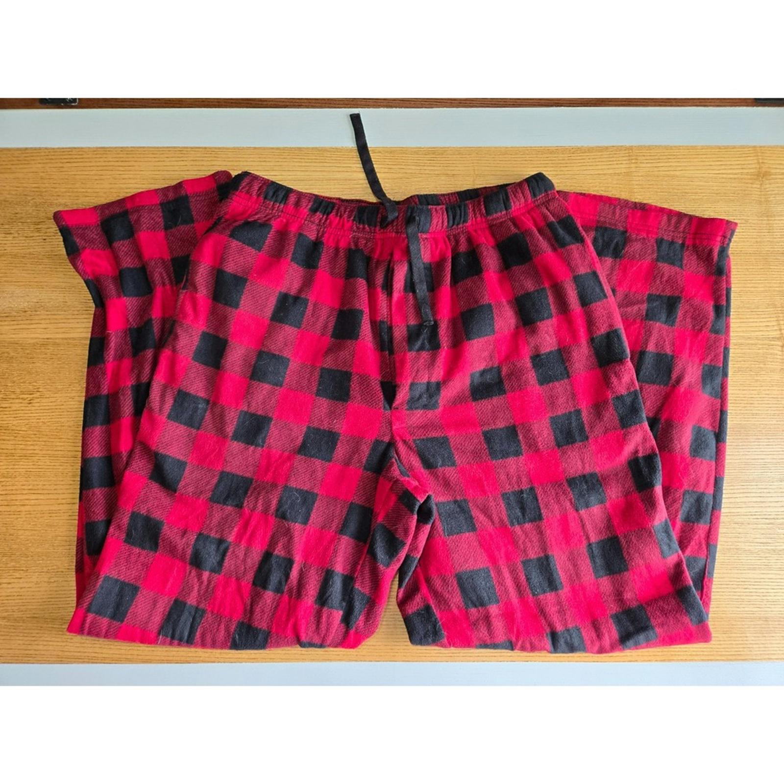 Stafford Red Black Plaid Flannel Sleep Pants XL Elastic Waist Lounge