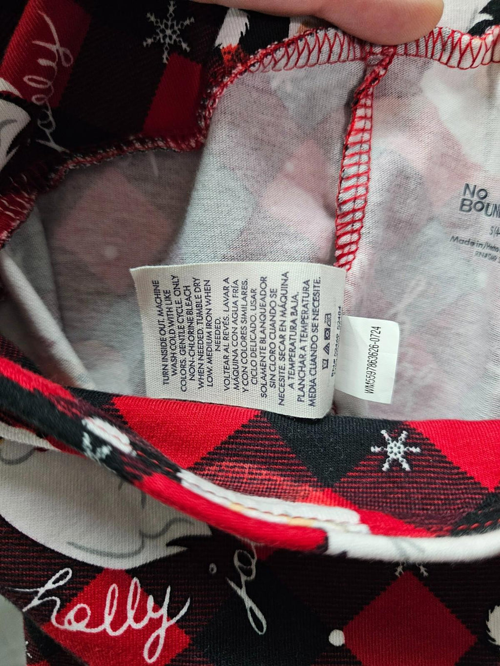 No Boundaries Women’s Christmas Leggings Red Buffalo Plaid Santa Print Size S