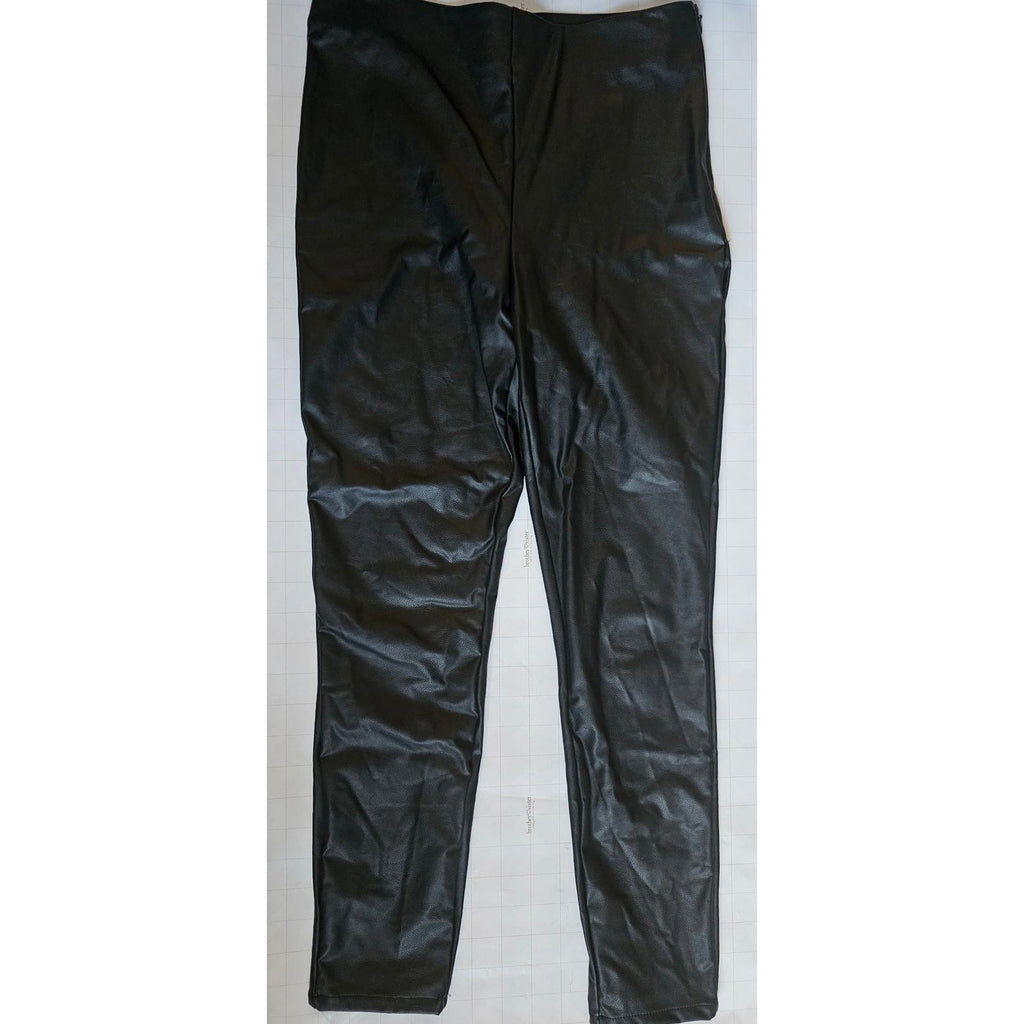 JustFab Faux Leather Leggings Black Size M High Waist Stretch Pants