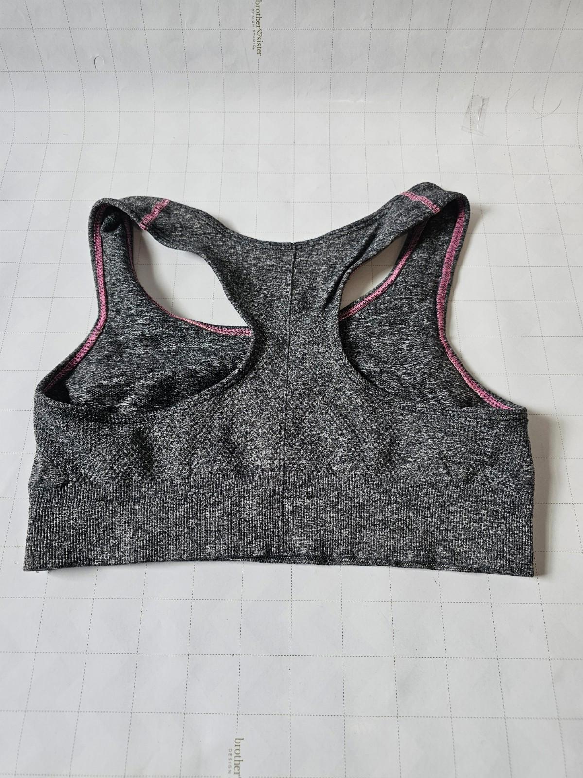 Champion Seamless Sports Bra M Gray Pink Racerback Medium Support