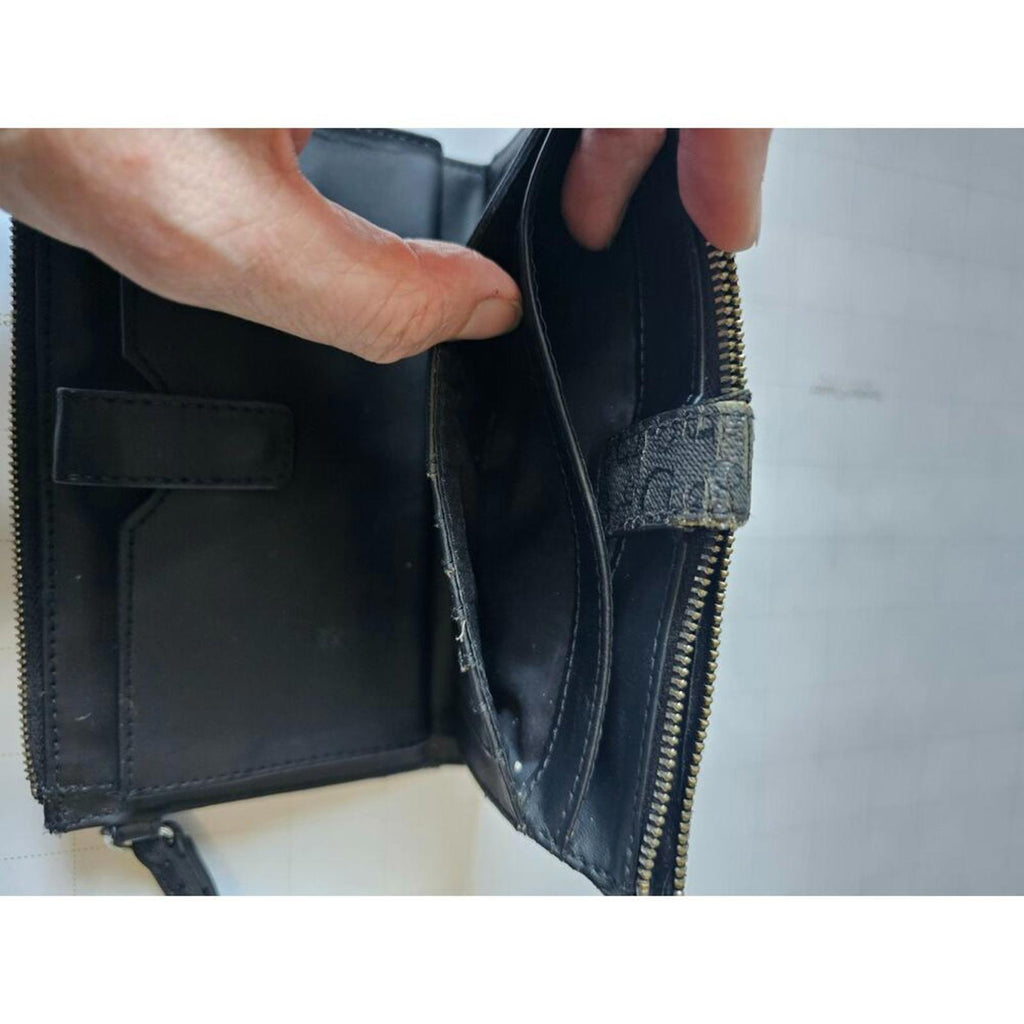 GUESS Classic Black Logo-Embossed Wallet Wristlet