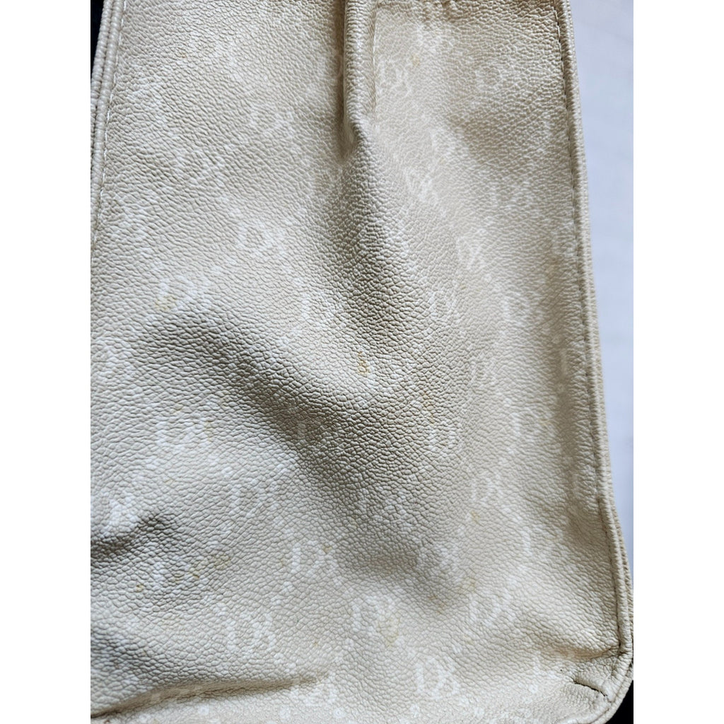 Dana Buchman Floral Print Satchel Tote Bag Cream Faux Leather DB Monogram