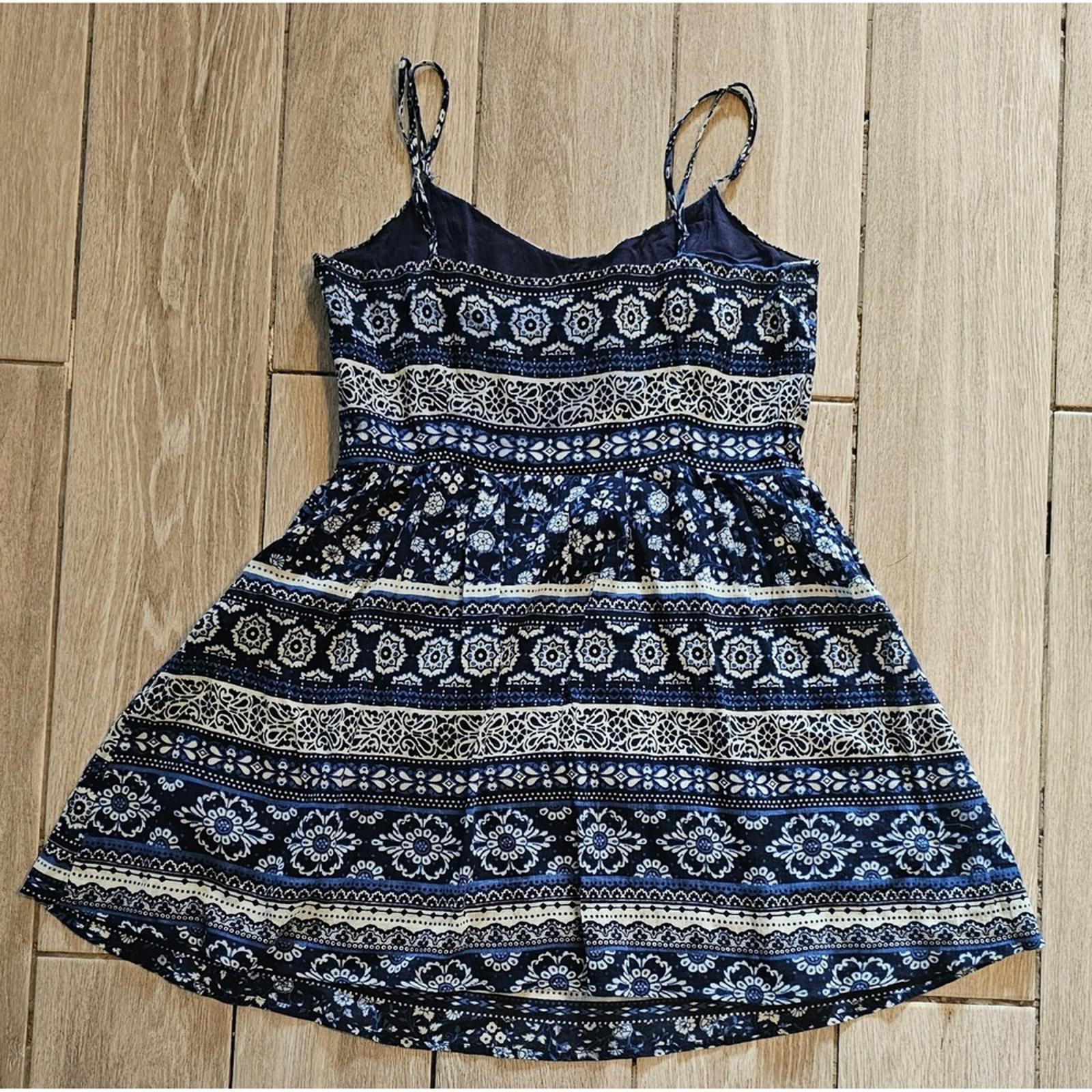 Forever 21 Blue Boho Floral Sundress Women's M Spaghetti Strap