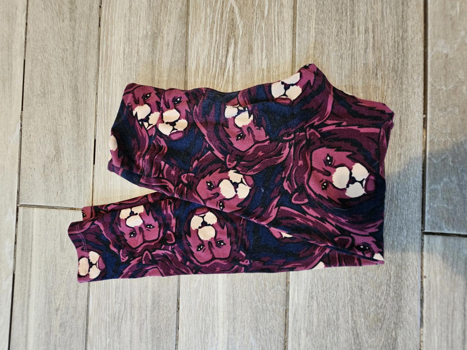 Lularoe Tween Leggings Purple Lion Print Soft Stretch Animal Graphic
