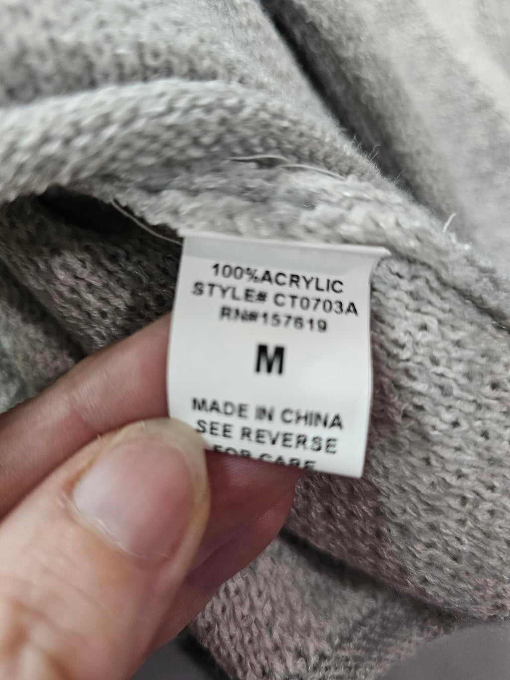 Cloud Ten Gray White Star Knit Sweater Crop Pullover Long Sleeve Women's Medium