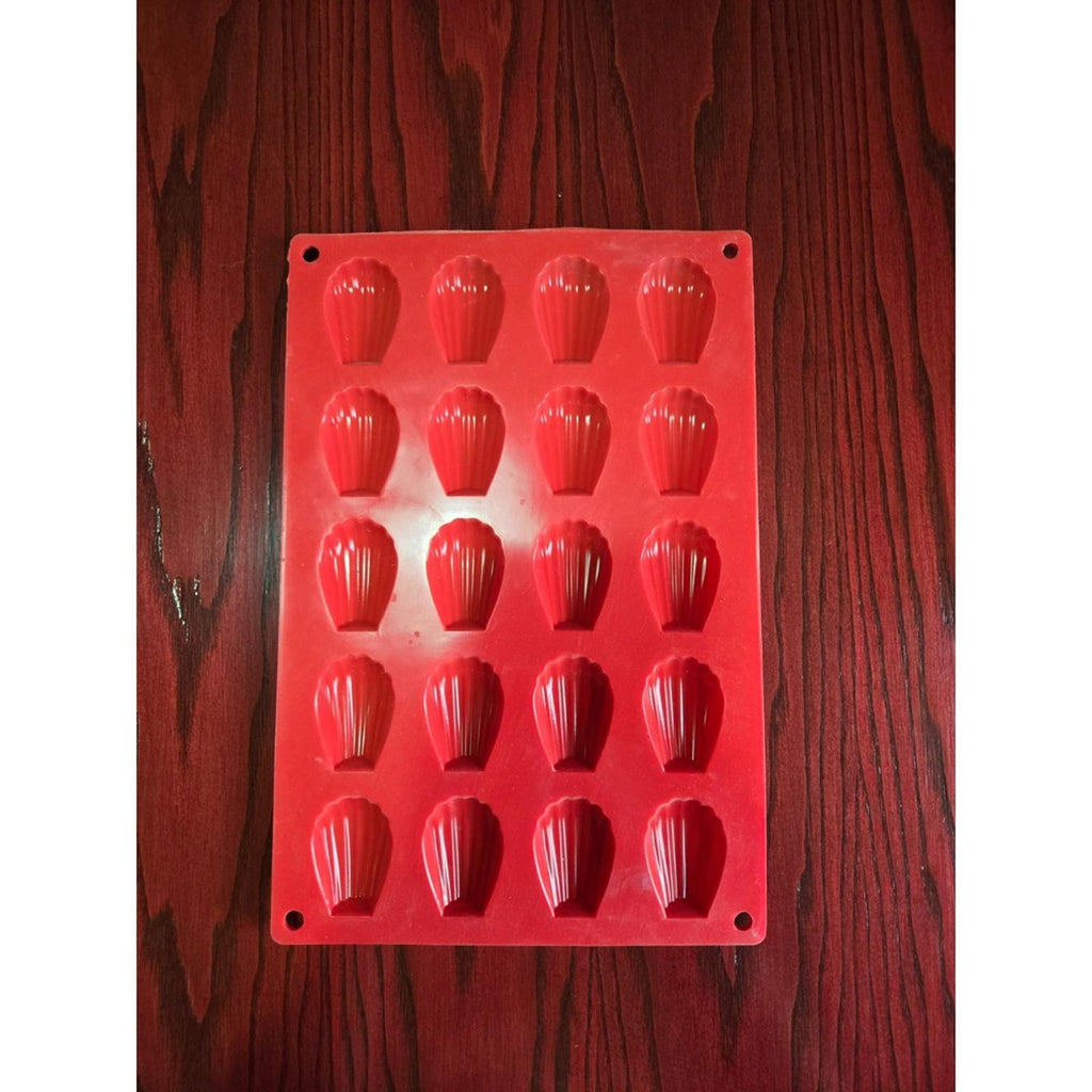 EORTA Silicone Madeleine Pan 20 Cavity Red Shell Mold Baking Tray